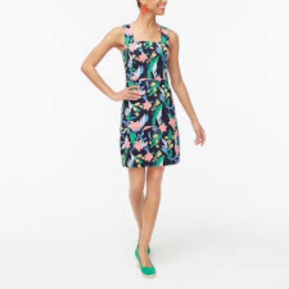 NWT JCREW FACTORY FLORAL BASKETWEAVE DRESS